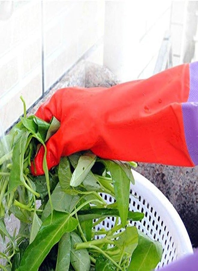 لوكزر قفازات تنظيف طويلة الأكمام قابلة لإعادة الاستخدام ومقاومة للماء من لوكزر، زوج واحد، مصنوعة من مطاط اللاتكس متعدد الأغراض، منظف للمطبخ والحمام (أحمر بنفسجي / 48 × 12.5 سم) - Image 5